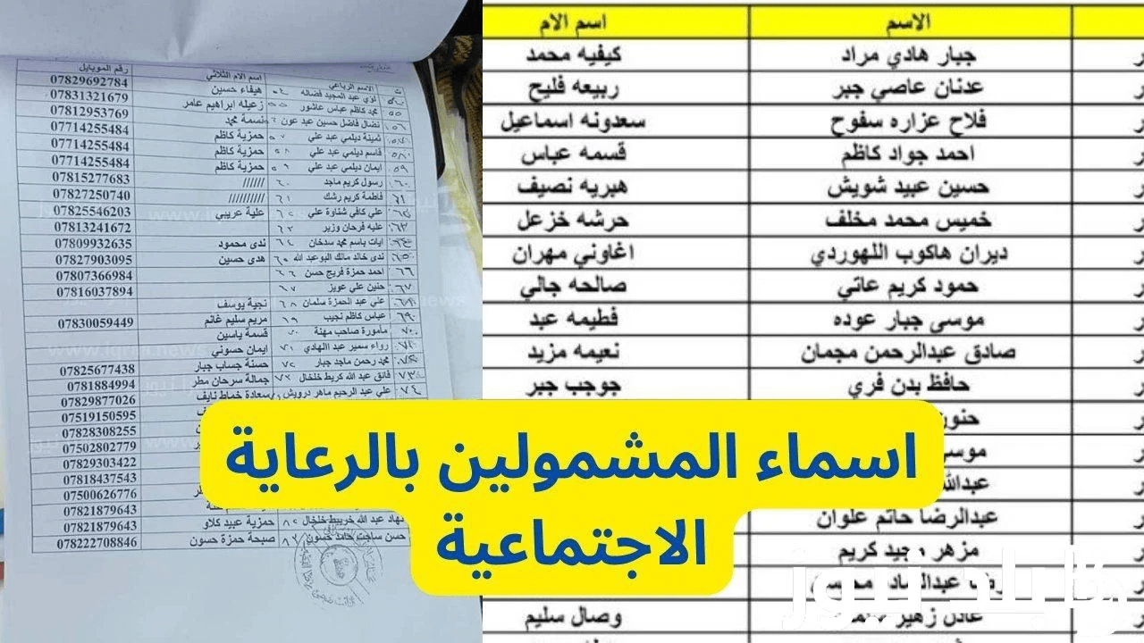 “وزارة العمل الان” اسماء المشمولين بالرعاية الاجتماعية بالعراق 2024 جميع المحافظات عبر مظلتي