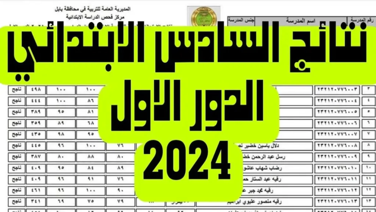 رابط نتائج السادس الابتدائي 2024 بالاسم موقع نتائجنا العراق عموم المحافظات