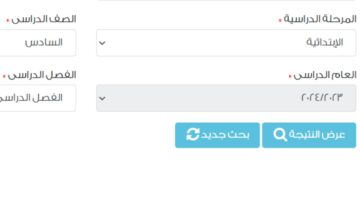 نتيجة الصف السادس الابتدائي