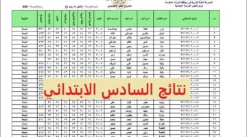 نتائج السادس الابتدائي